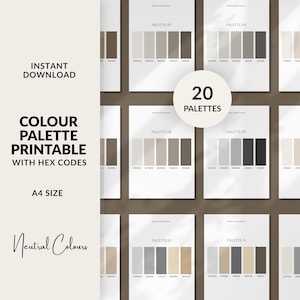 20 Ready-Made Neutral Color Palette Printable With Hex Codes, Branding, Interior Design, Graphic Design, RGB, CMYK, PDF, Instant Download
