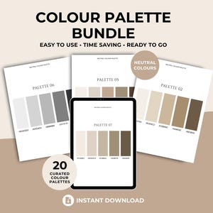 20 Ready-Made Neutral Color Palette Bundle With Hex Codes, Branding, Interior Design, Graphic Design, RGB, CMYK, PDF, Instant Download