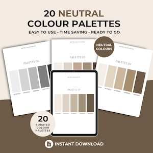 Paquete de paleta de colores neutros con códigos hexadecimales, branding, diseño de interiores, diseño gráfico, RGB, CMYK, colores boho, descarga instantánea, tonos tierra.