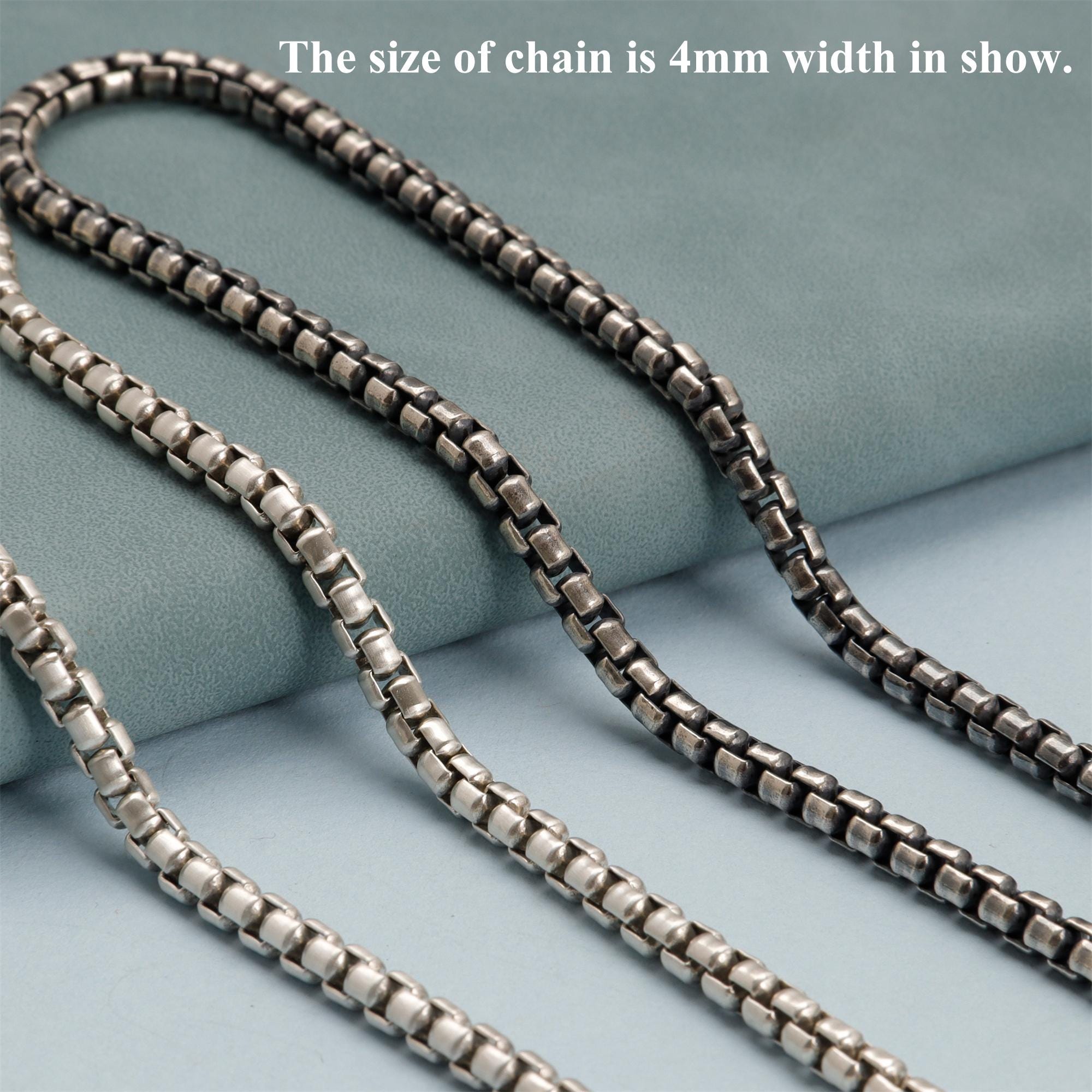 Sterling Silver Rounded Box Chain Necklace, Oxidized or Bright Finish ...
