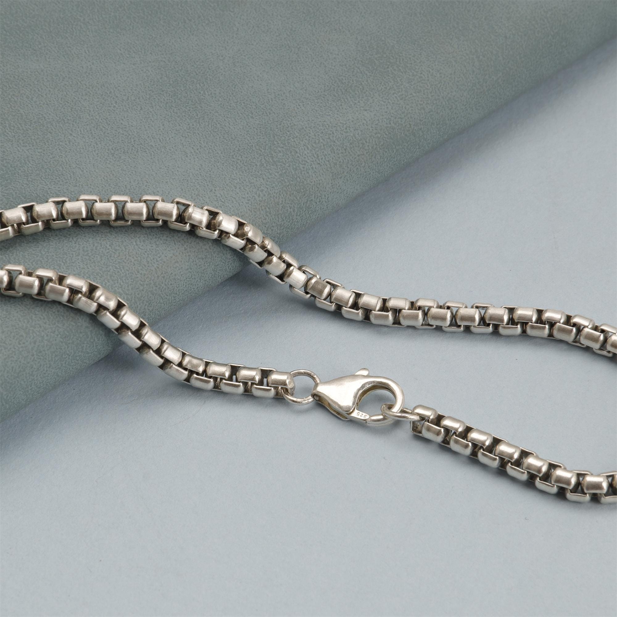 Sterling Silver Rounded Box Chain Necklace, Oxidized or Bright Finish ...