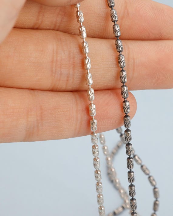 925 Silver Beads Neacklace Unisex 1.8mm Pendant Chain