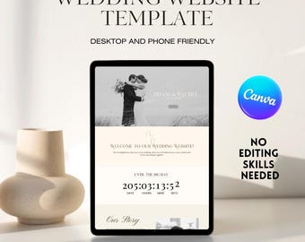 Elegant Wedding Website Template | Editable Canva Design | Phone and Desktop friendly