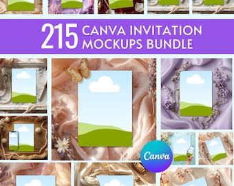 Canva Invitation Mockups Bundle, Luxury Wedding, Baby Shower (Digital Download)