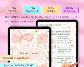 Self Care Digitaler Planer, Wellness Journal, Angst Tracker, Stimmungs Tracker, Dankbarkeit Journal, Therapieplaner, Goodnotes iPad