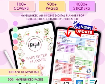 Digitaler Babysitter-Planer, Nanny Ratgeber, Tagebuch für Kinder, GoodNotes iPad Baby Tracker, undatiertes PDF