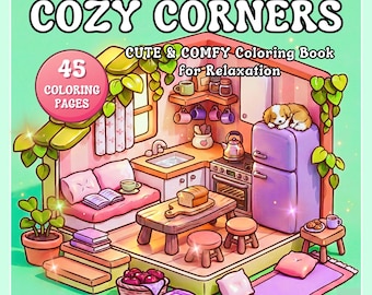 Cozy Scenes Coloring Book – Relaxing Aesthetic Scenes for Stress Relief, Hygge Spaces, Warm Spaces & Peaceful Scenes