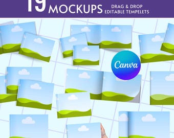 Landscape Book Mockup Canva Templates bundle | Editable Mockups | KDP Landscape Template | Instant Download