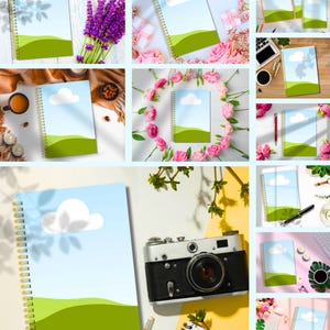 Professional notebook mockup bundle with spiral binding Canva digital mockups