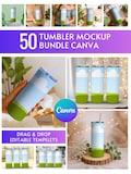 Tumbler Mockup Bundle, 20oz Tumbler Mockups, 50 Canva Editable Tumbler Mockups, Digital Download for Etsy & Print on Demand