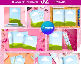 Canva Book Mockup Templates: Coloring Books, Journals, Planners (Digital Download)