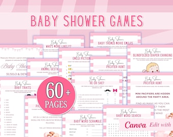 Bearbeitbares Babypartyspiele-Bundle, minimalistisches geschlechtsneutrales Baby-Streuseln, sofortiger Download druckbare Gesellschaftsspiele, moderne Jungen-Mädchen-Dusche