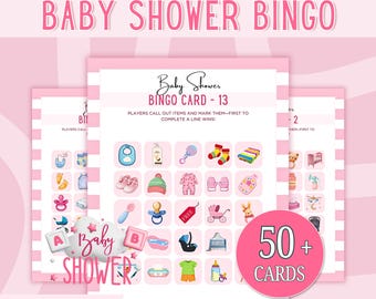 Bearbeitbare Baby Shower Bingo 50 Karten zum Drucken, Gender Neutral Baby Bingo Spiel, Canva Vorlage Sofortiger Download