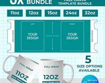 Canva Mug Template Bundle | Sublimation Mug Wrap (Digital Download)