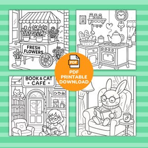Cozy corner coloring pages for mindfulness and relaxation – bold lines