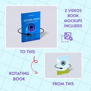 Book Mockup Templates for Canva: Paperback and Hardcover, 2 Rotating Book Mockup Videos, book Mockups, Drag & Drop, Digital Download image 3