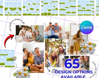 65 Photo Collage Templates, Family, Birthday, Couple, Canva Editable Drag & Drop Designs, Memory and Celebration Photo Collages Template