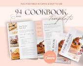 Editable Canva Cookbook Template, Family Recipe Book (Digital Download)