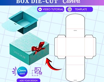 Petal-Fold Box Die-Cut-Vorlage, Symmetrisches, sich entfaltendes Box-Design (Canva)