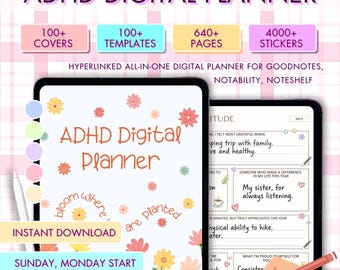 ADHS Digitaler Planer, ADHS Lebensplaner für Erwachsene, GoodNotes Vorlage, Neurospicy Tagesplaner, Produktivitäts- und Selbstfürsorge-Tracker