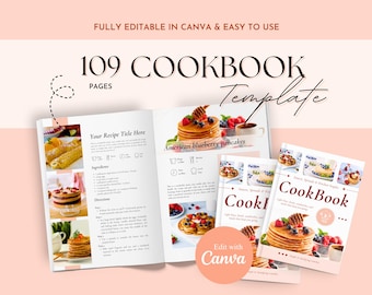 Bearbeitbare Canva-Rezeptbuchvorlage, Familienkochbuch (Sofort-Download)