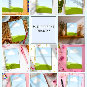 Canva spiral notebook mockups for planners journals and workbooks product previews