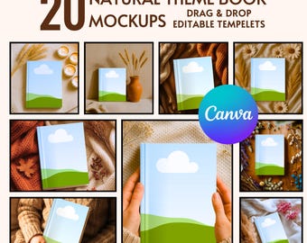 Boho Book Cover Mockups Canva Template, Journal & Planner (Digital Download)