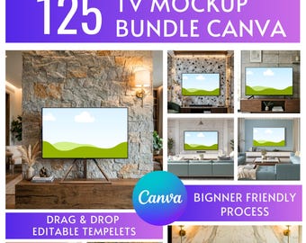 125 TV Mockups 16:9 Bundle, Canva TV Bildschirm, Smart TV Display Mockup Pack, Wohnzimmer TV Mockup, Digitaler Bildschirm Mockups, Instant Download