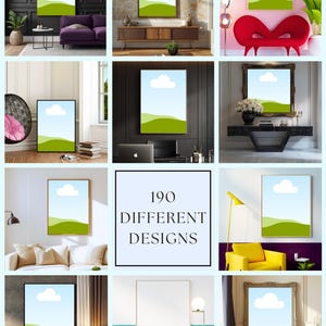 Luxury living room wall mockup with single vertical frame above sofa – Canva wall art mockup for minimalist modern homes.