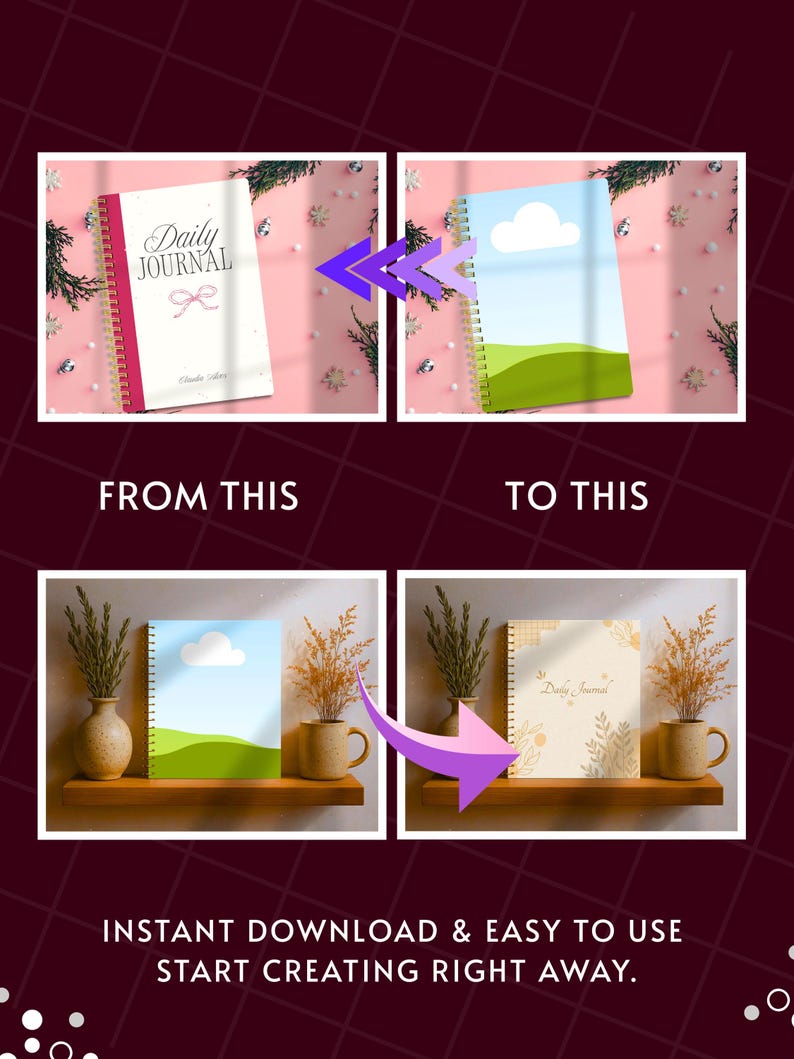 Spiral notebook Canva mockups for journal planner and workbook product listings