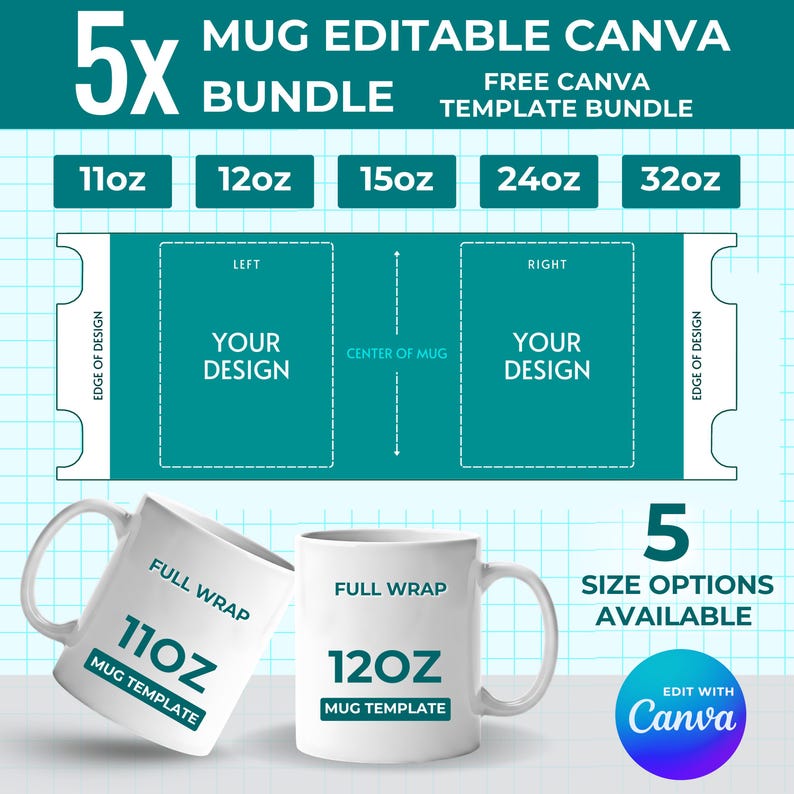 Canva Mug Template Bundle | Sublimation Mug Wrap (digital Download) - Etsy