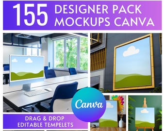 Canva Mockup-Bundle | All-in-One Designer Mockup Paket | Shirt, Tasse, Wandkunst, Werbetafel, Laptop, Telefon & Verpackung