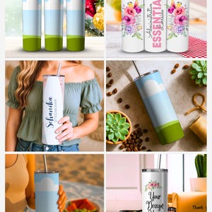 20oz skinny tumbler mockup bundle with 50 Canva editable tumbler mockups for sublimation and print on demand