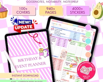 Digital Birthday Planner, Party Organizer PDF, Event Planning Guide, Tablet Planner, Celebration Tracker