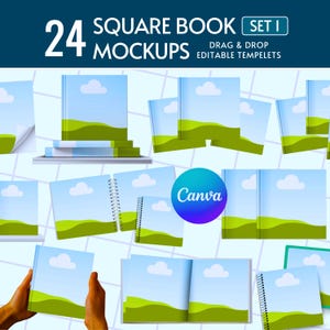 Quadratisches Buch Canva Mockup Bundle: KDP, Journal & Planer Templates, realistische Mockups für KDP