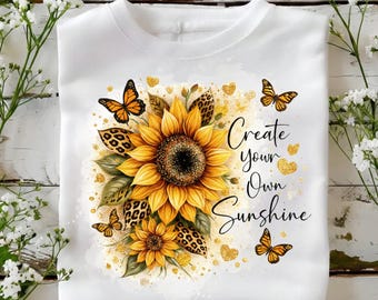 Erstellen Sie Ihr eigenes Sonnenschein-Zitat PNG - Sonnenblumen-Kunstwerk, inspirierender Spruch, Wohlfühl-Digital-Design