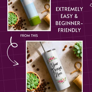 Canva editable 20oz skinny tumbler mockups showing drag and drop tumbler design templates