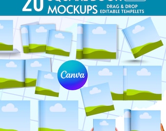 Pacchetto mockup Square Book Canva: KDP, cartella di lavoro e diario (modelli modificabili)