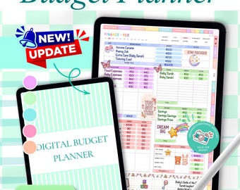 Digital Budget Planner for GoodNotes, Financial Planner, iPad Finance Tracker, Savings Challenge, Debt Payoff, All in One Money Organizer