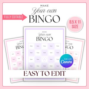 Editable Bingo Card Template, Blank Canva Bingo Cards, Custom Bingo Game, Printable Template, Instant Download