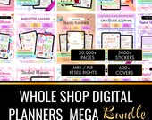 Mega Digital Planner Bundle Goodnotes, iPad Planner, Planners Notebooks & Stickers, Life Organizer, Digital Notebook Set