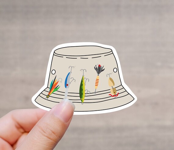 Fishing Lure Bucket Hat Vinyl Sticker Decal Glossy Sticker for