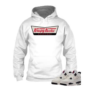 Krispy Kicks 4 Flight Club Sneaker Match Hoodie, Sweatshirt, T shirt White , Jordan 4 Flight Club Matching Sneaker Tee Shirt Black