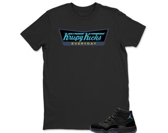 Jordan 11 Gamma Matching Sneaker Tee Shirt Black - Krispy Kicks Sneaker Shirt , Unisex Shirt Match Sneaker