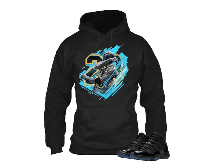 Jordan 11 Gamma Matching Sneaker Tee Shirt Black - Sneaker Shirt , Shirt Match Sneaker, Jordan 11 Gamma Sneaker Match Hoodie Black Retro image 1