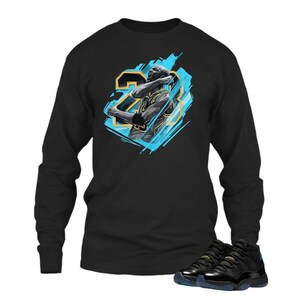 Jordan 11 Gamma Matching Sneaker Tee Shirt Black - Sneaker Shirt , Shirt Match Sneaker, Jordan 11 Gamma Sneaker Match Hoodie Black Retro image 2