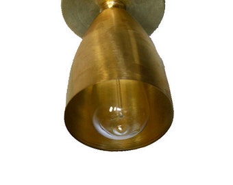 Minimalist Vintage Modern Cone Shade light fixture - Use as Wall Sconce or Ceiling Mount ( Brass, Chrome, or Antique brass )