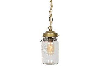 Vintage Simply Modern Ideal Canning Mason Jar Chain Pendant Light