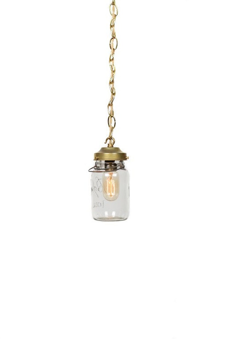 Vintage Simply Modern Ideal Canning Mason Jar Chain Pendant Light image 1