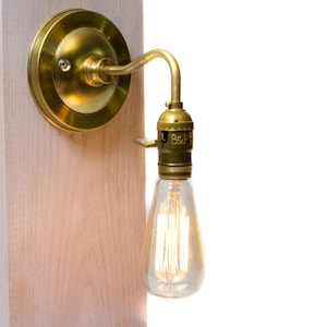 Brass Arm Bare Bulb Edison Paddle Key Socket Wall Sconce